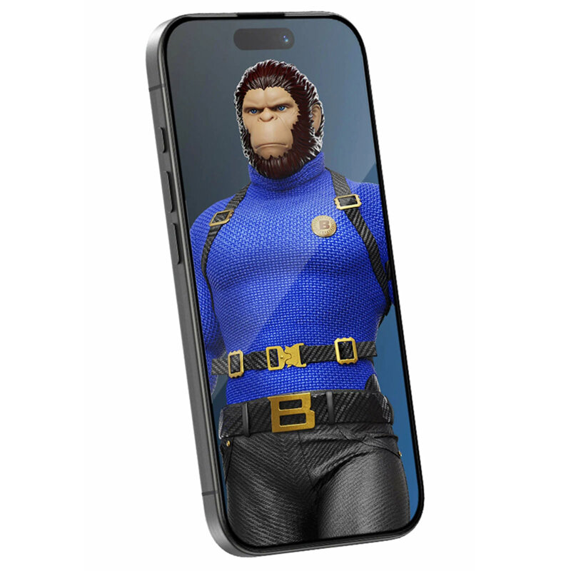 Folie iPhone 16 Pro Max Blueo Crystal Anti-Scratch Glass, negru