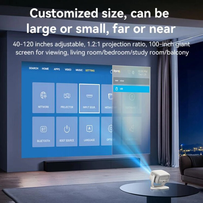 Videoproiector smart 1280x720P, BT5.1 Yesido TV13, alb