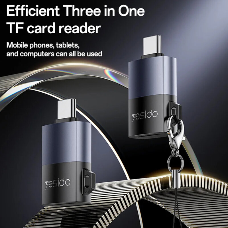 Cititor de carduri, adaptor Type-C la TF Yesido, negru, GS37