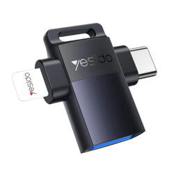 Adaptor OTG 2in1 USB la Lightning & Type-C Yesido GS35, gri