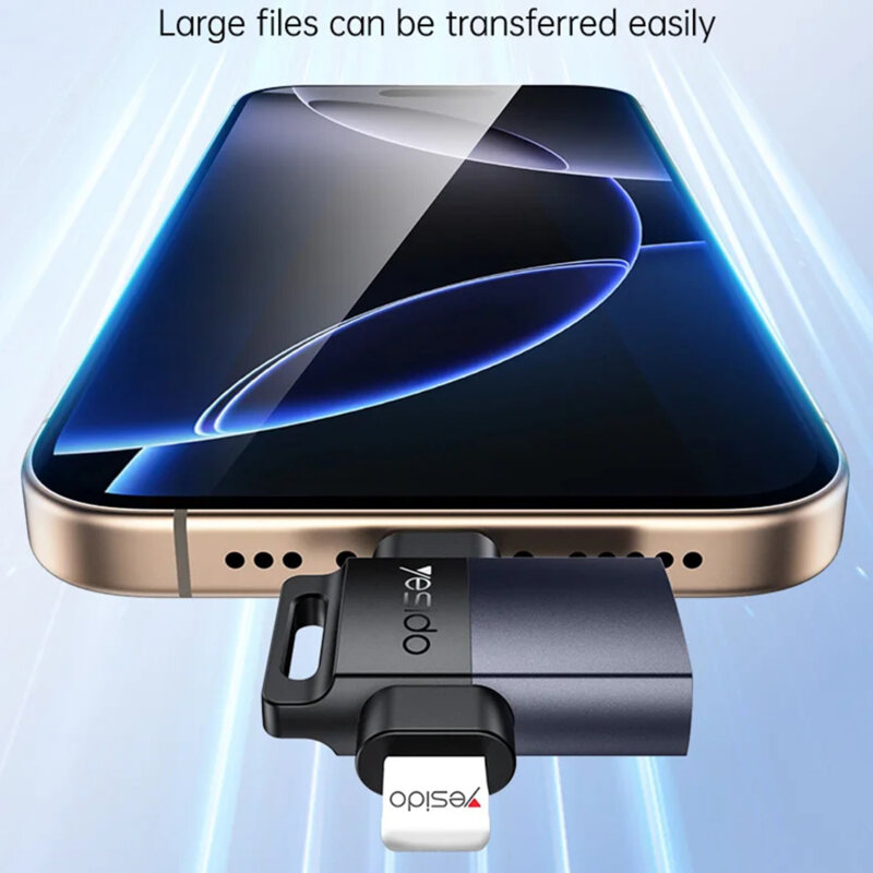 Adaptor OTG 2in1 USB la Lightning & Type-C Yesido GS35, gri