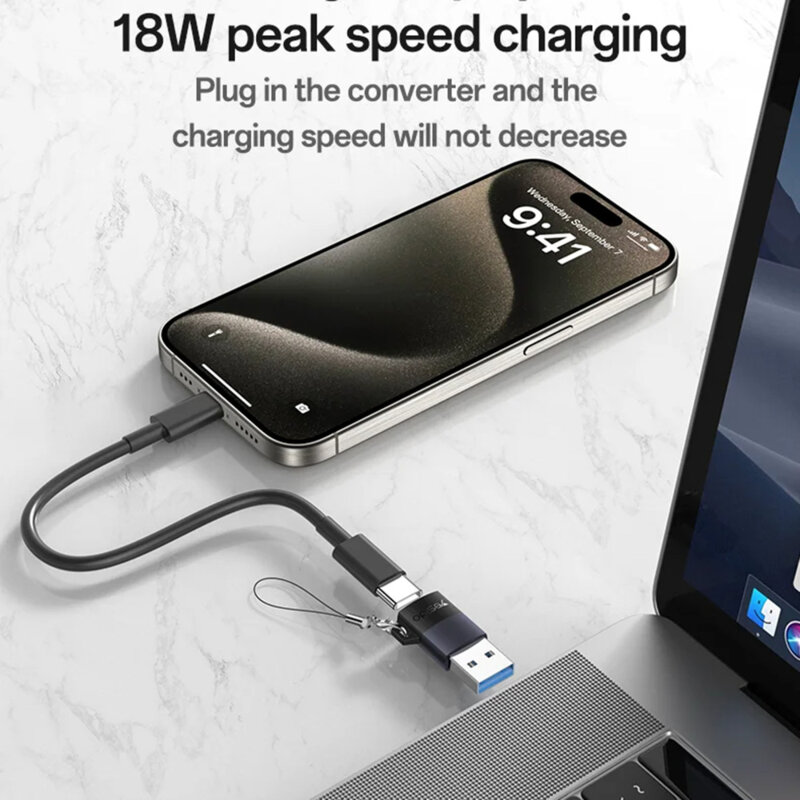 Adaptor OTG USB la Type-C, 18W Yesido GS34, gri