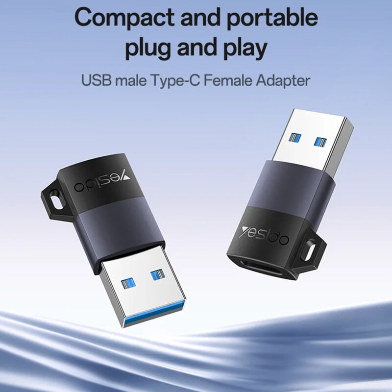 Adaptor OTG USB la Type-C, 18W Yesido GS34, gri