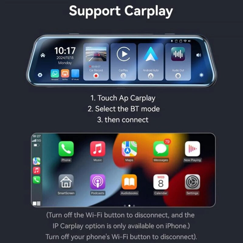 Oglinda retrovizoare inteligenta, camera auto oglinda 4K Yesido KM24