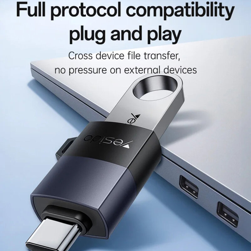Adaptor OTG Type-C la USB, QC18W Yesido GS31, gri