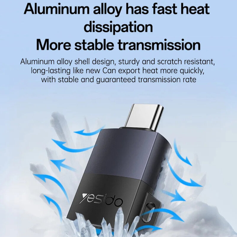 Adaptor OTG Type-C la USB, QC18W Yesido GS31, gri