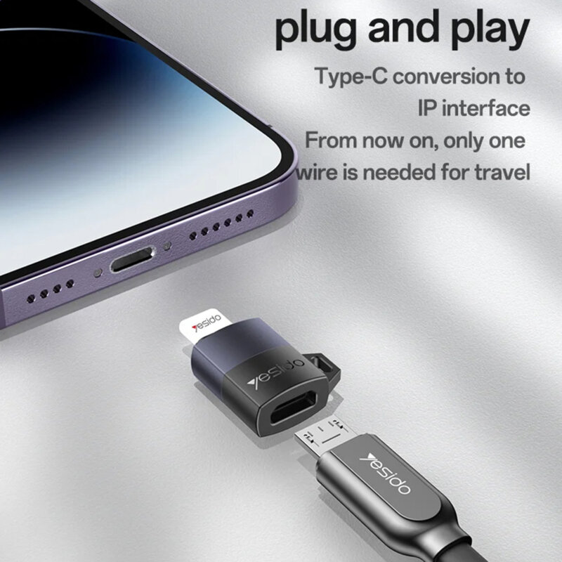 Adaptor OTG Micro-USB la Lightning, 12W Yesido GS30, gri
