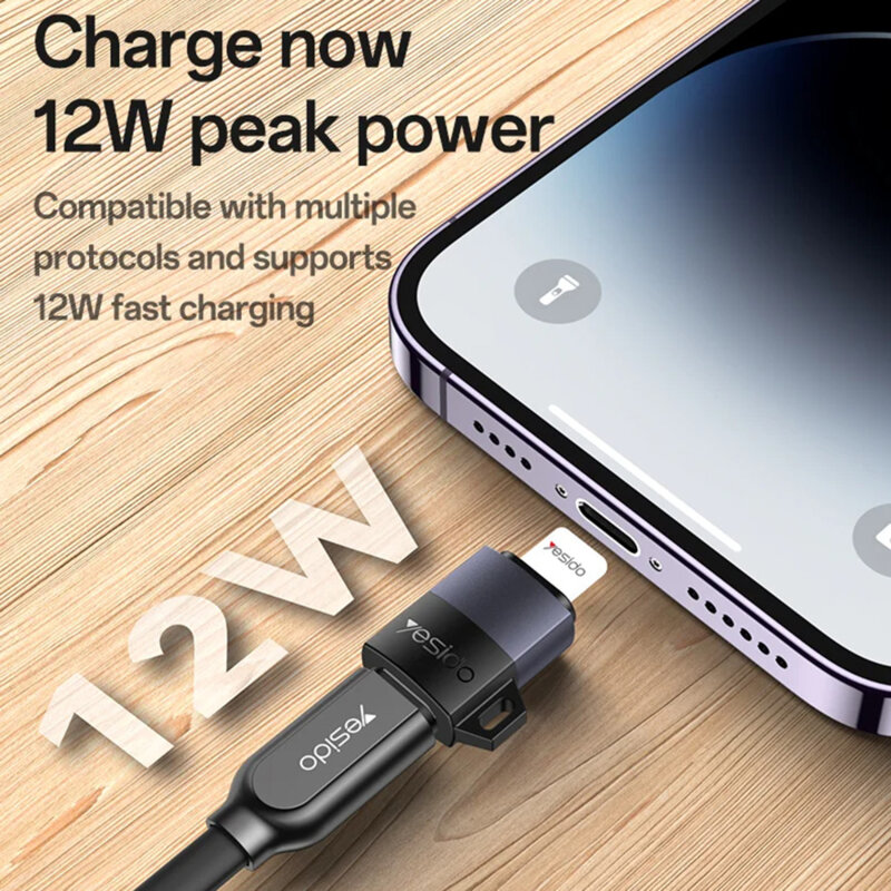 Adaptor OTG Micro-USB la Lightning, 12W Yesido GS30, gri