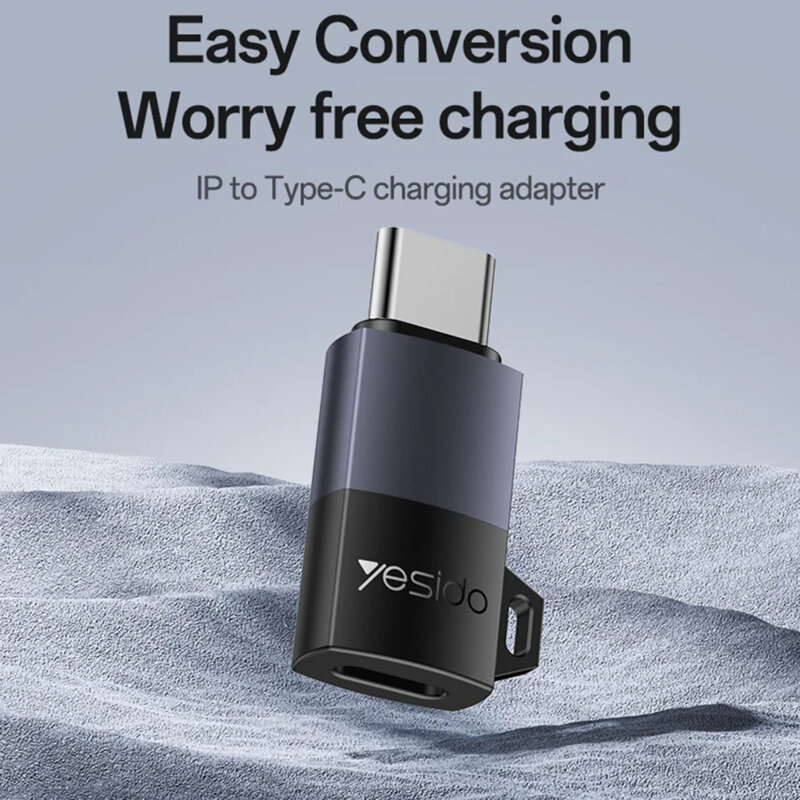 Adaptor OTG Lightning la Type-C, 60W Yesido GS28, gri