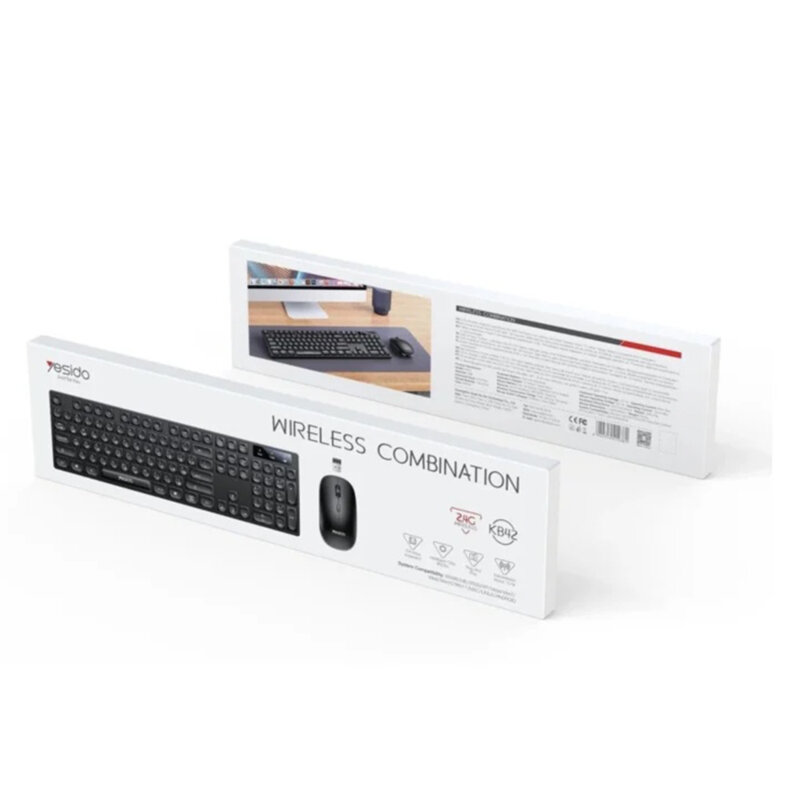 Kit tastatura si mouse wireless 2.4GHz Yesido KB42, negru