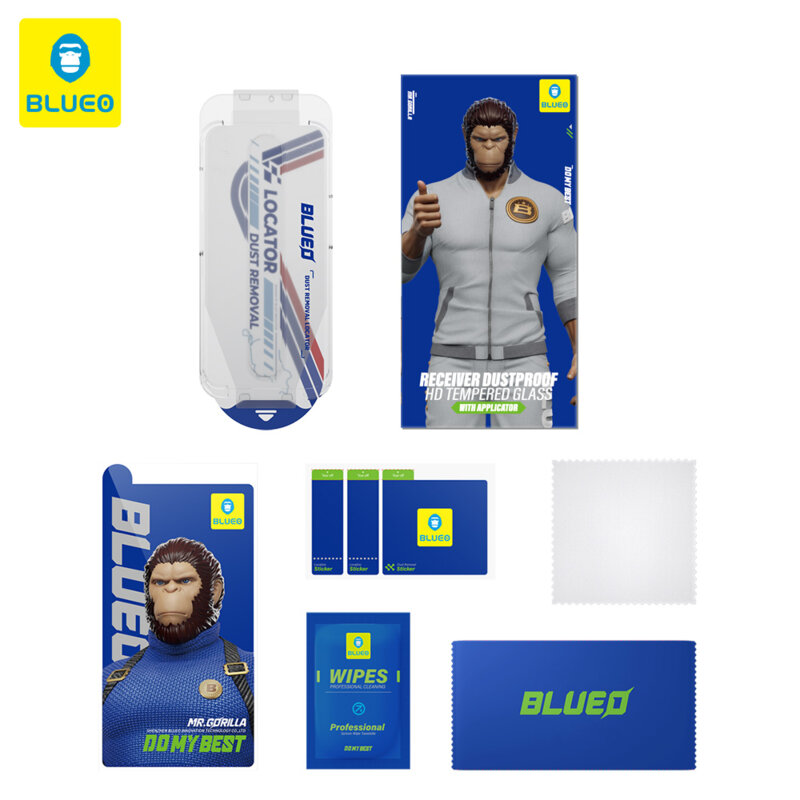 Folie iPhone 13 Pro cu aplicator Blueo Anti-Dust HD Glass, negru