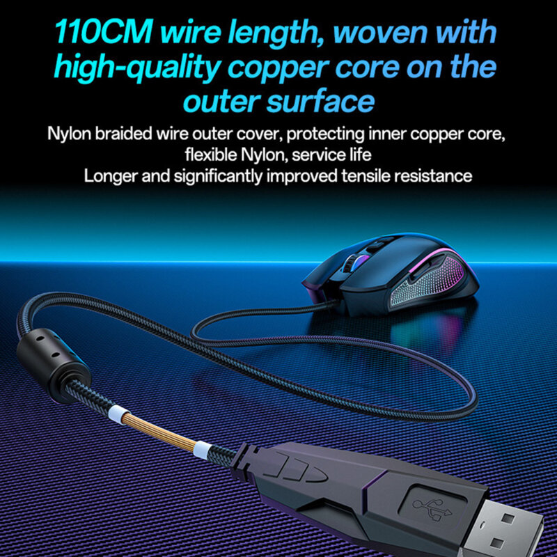 Mouse pentru gaming profesional, 7200DPI, RGB Yesido KB20, negru