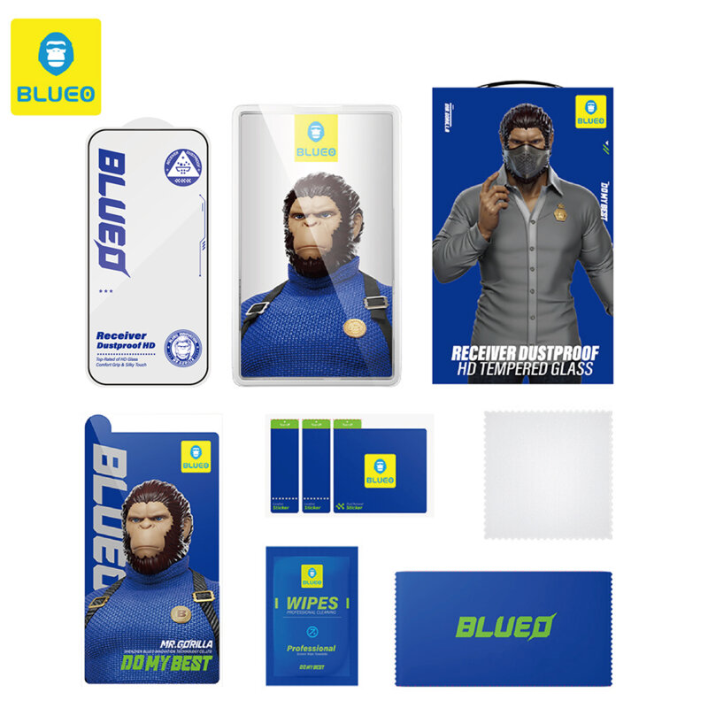 Folie iPhone 15 Plus Blueo Anti-Dust HD Glass, negru