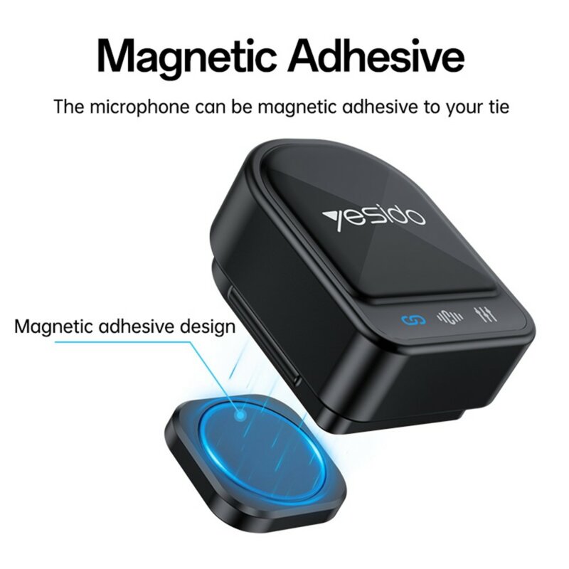 Microfon tip lavariera 360°, 600mAh, magnetic Yesido KR19, negru