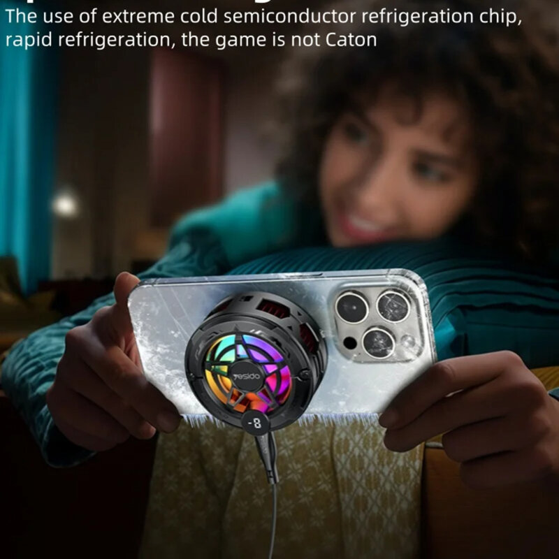 Cooler telefon magnetic cu RGB si afisaj Yesido, negru, C226