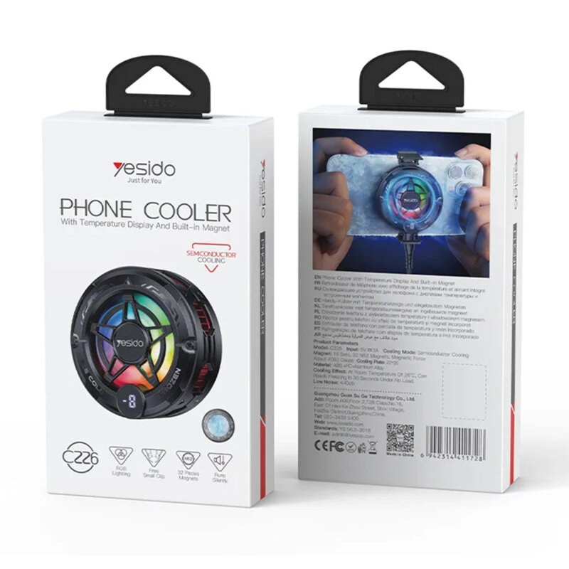 Cooler telefon magnetic cu RGB si afisaj Yesido, negru, C226