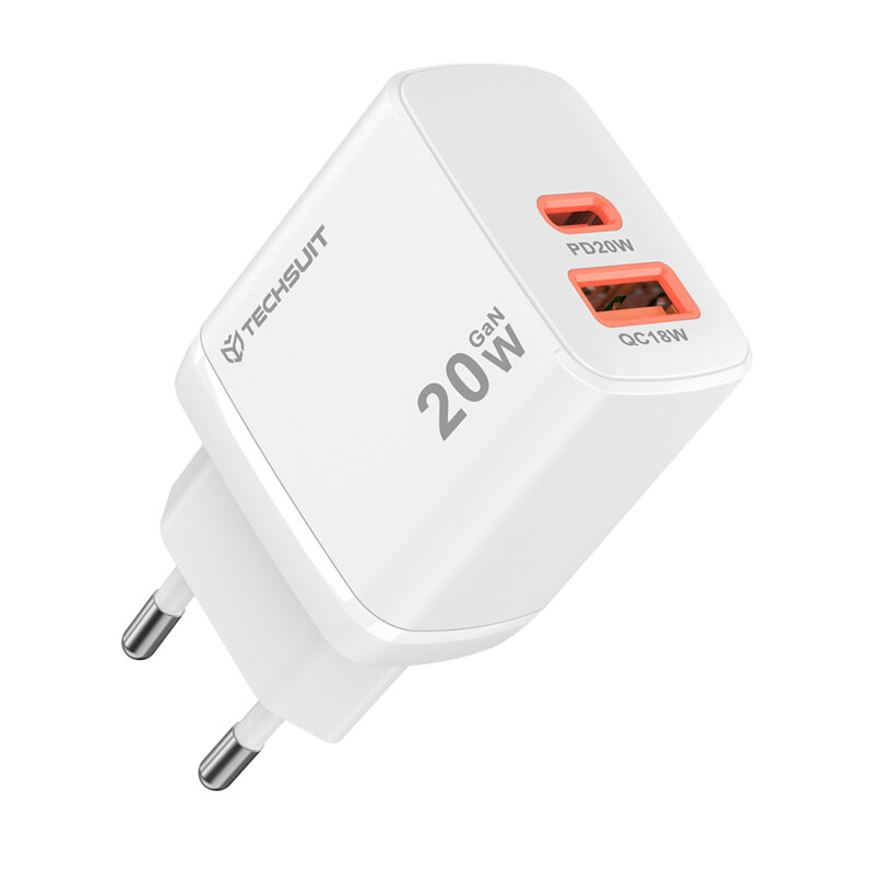 Incarcator priza Type-C, USB  20W Techsuit CH2, alb
