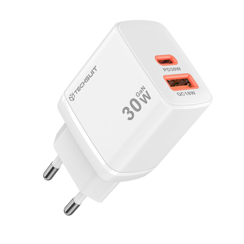 Incarcator priza Type-C, USB, 30W Techsuit CH1, alb