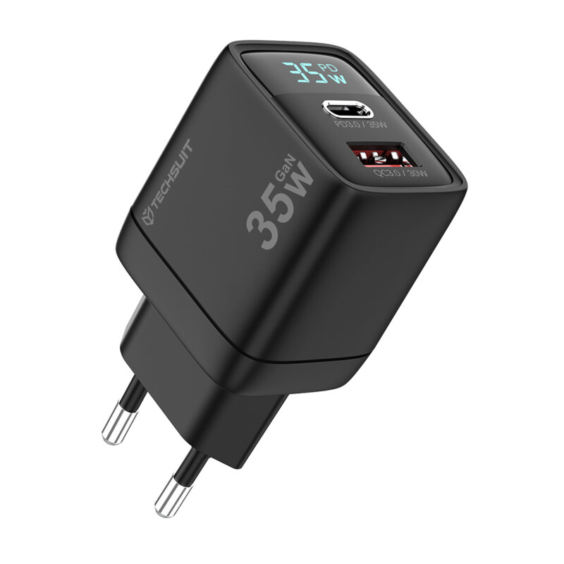 Incarcator priza GaN Type-C, USB  PD35W Techsuit CH3, negru