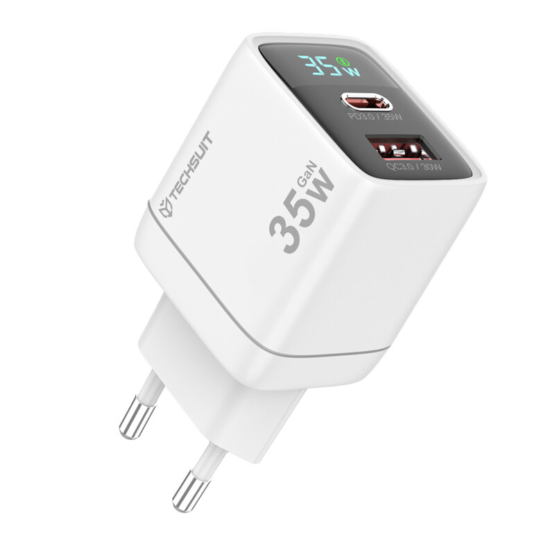 Incarcator priza GaN Type-C, USB  PD35W Techsuit CH3, alb