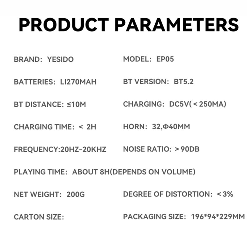 Casti Bluetooth over-ear BT5.2 Noise Reduction, Yesido EP05