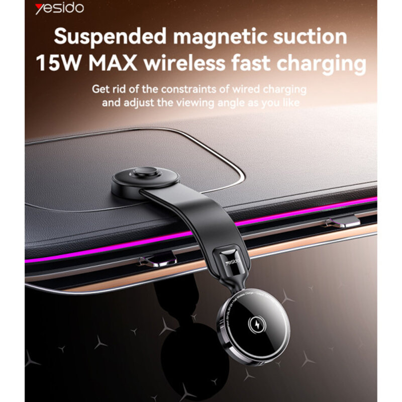 Suport auto flexibil cu incarcare wireless 15W Yesido C316