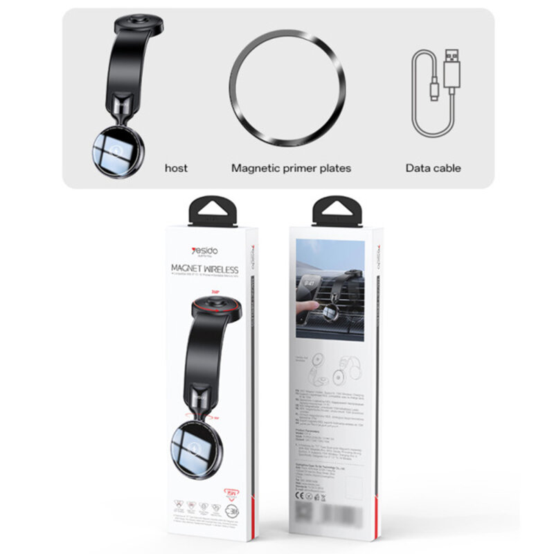 Suport auto flexibil cu incarcare wireless 15W Yesido C316