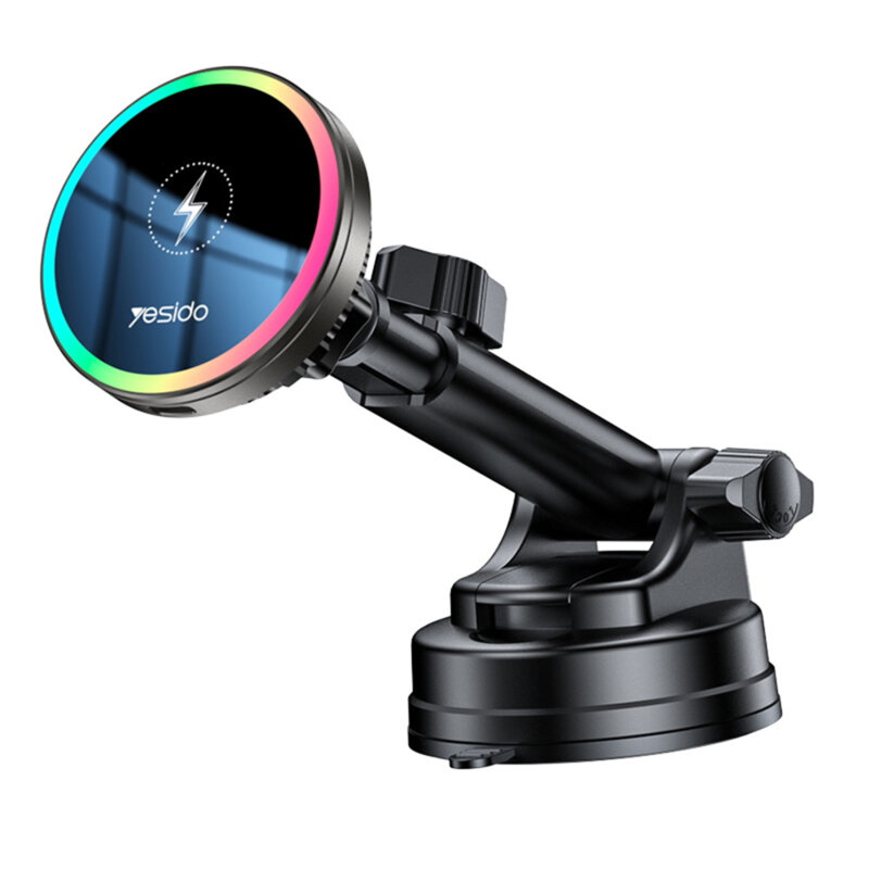 Suport auto magnetic 2in1, bord/grila, 15W Yesido C315, negru