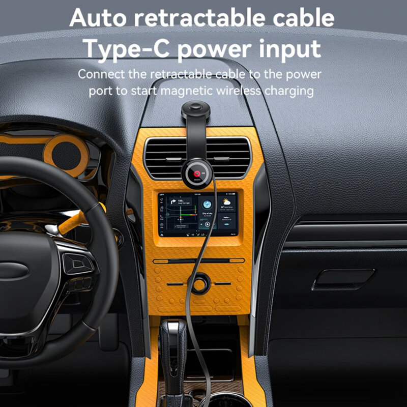 Suport auto magnetic, cablu tip C retractabil, 15W Yesido C314