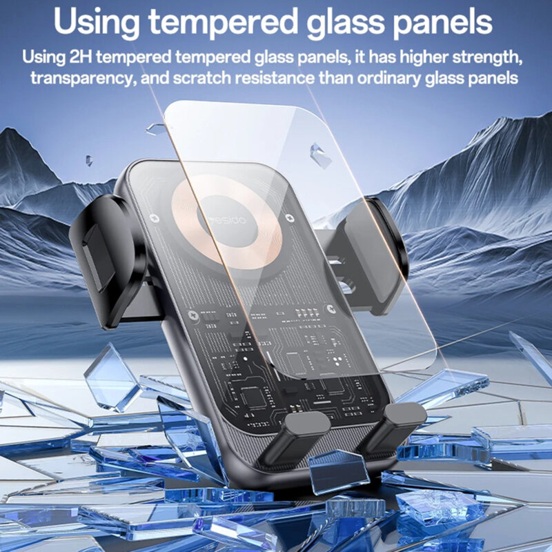 Suport auto bord, cu incarcare, clear design, 15W Yesido C307