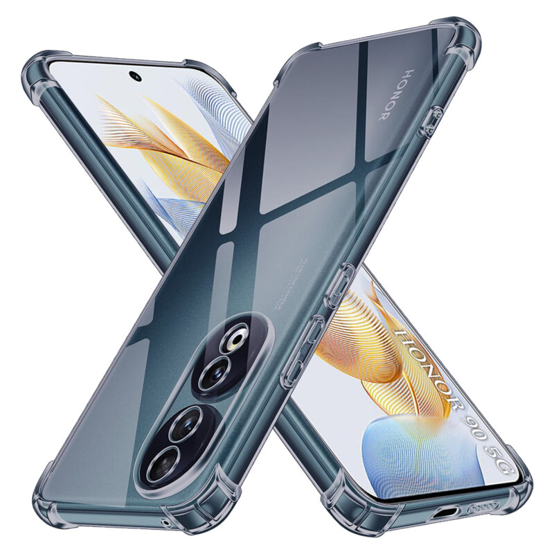 Husa Honor 90 Techsuit Shockproof Clear Silicone, fumuriu
