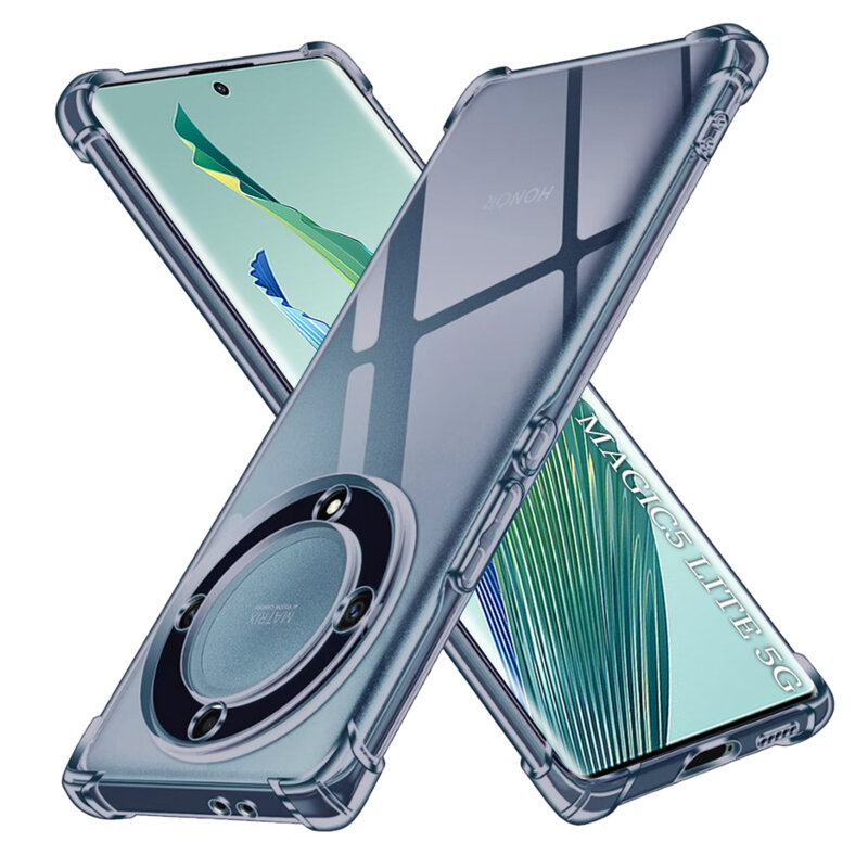 Husa Honor Magic5 Lite Techsuit Shockproof Clear Silicone, fumuriu