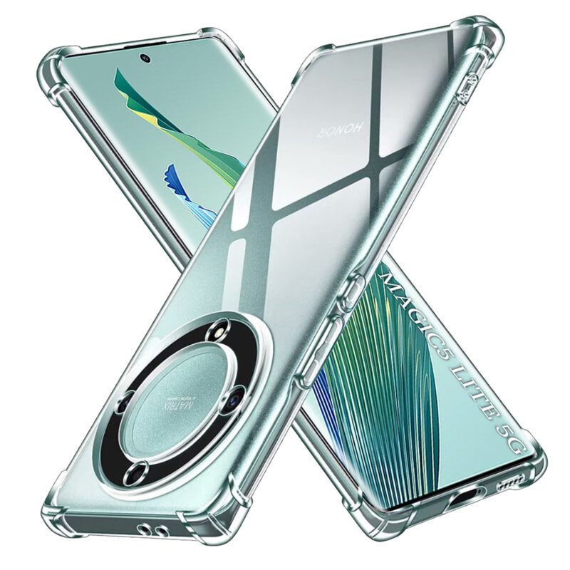 Husa Honor Magic5 Lite Techsuit Shockproof Clear Silicone, transparenta