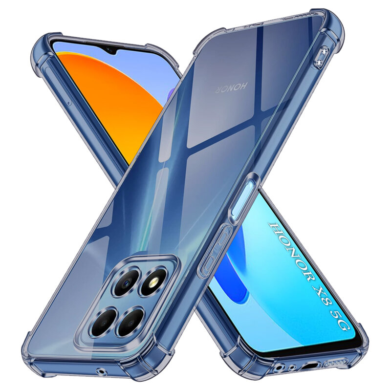 Husa Honor X8 5G Techsuit Shockproof Clear Silicone, fumuriu