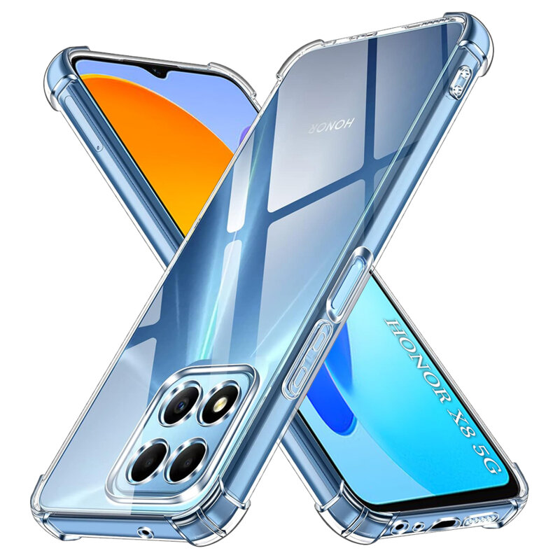 Husa Honor X8 5G Techsuit Shockproof Clear Silicone, transparenta