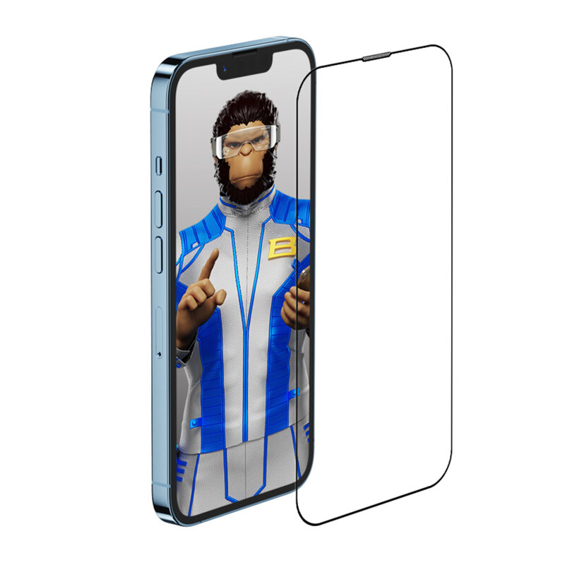 Folie iPhone 16 Pro Max cu aplicator Blueo Anti-Reflective HD Glass, negru