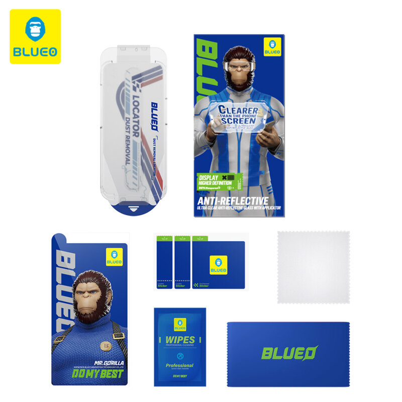 Folie iPhone 16 Pro cu aplicator Blueo Anti-Reflective HD Glass, negru