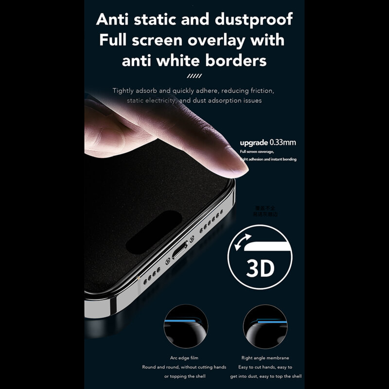 Folie sticla iPhone 15 ANANK 2.5D 360° Privacy Screen Protector, negru