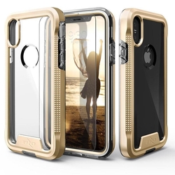 Husa Iphone XS Zizo Ion + Folie Sticla Securizata - Gold