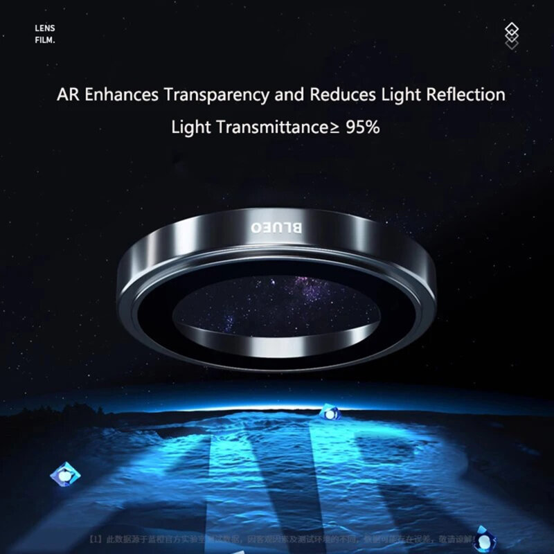 [Pachet 2x] Folie iPhone 15 Pro Max Blueo Original Metal Frame Lens Protector, negru