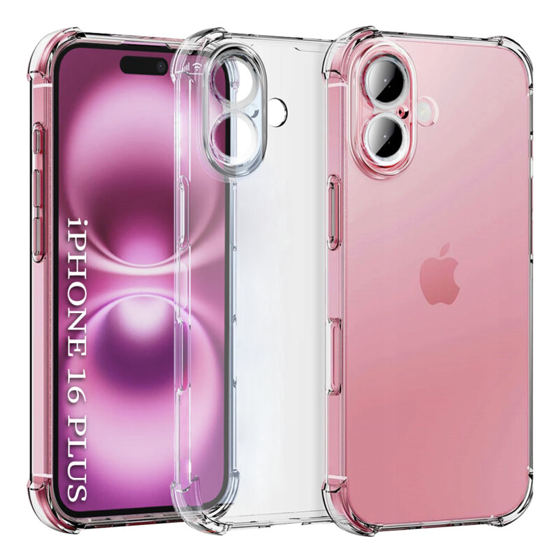 Husa iPhone 16 Plus Techsuit Shockproof Clear Silicone, transparenta