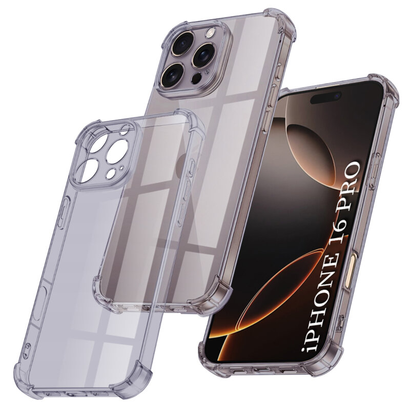 Husa iPhone 16 Pro Techsuit Shockproof Clear Silicone, fumuriu
