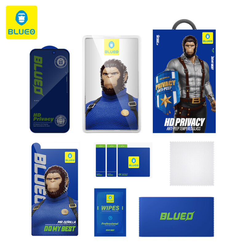 Folie iPhone 15 Pro Max Blueo Anti-Peep Privacy Glass, negru