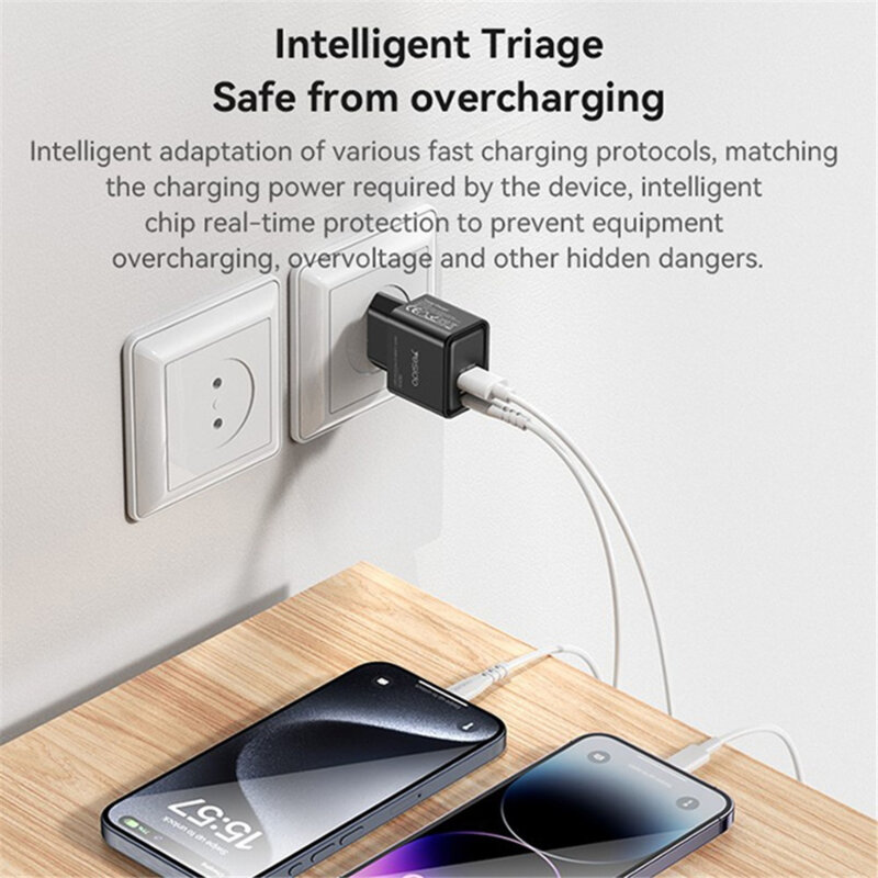 Incarcator priza Fast Charging Type-C + USB-A Yesido YC64, negru