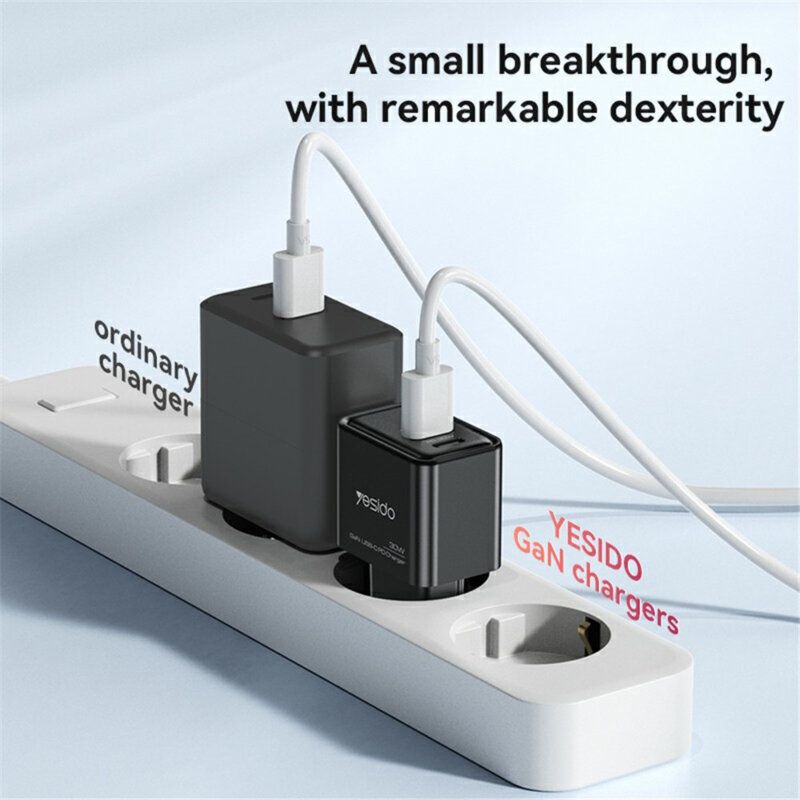 Incarcator priza Fast Charging Type-C + USB-A Yesido YC64, negru