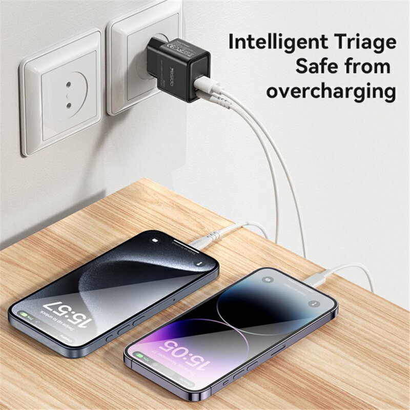 Incarcator priza Fast Charging Type-C + USB-A Yesido YC64, negru