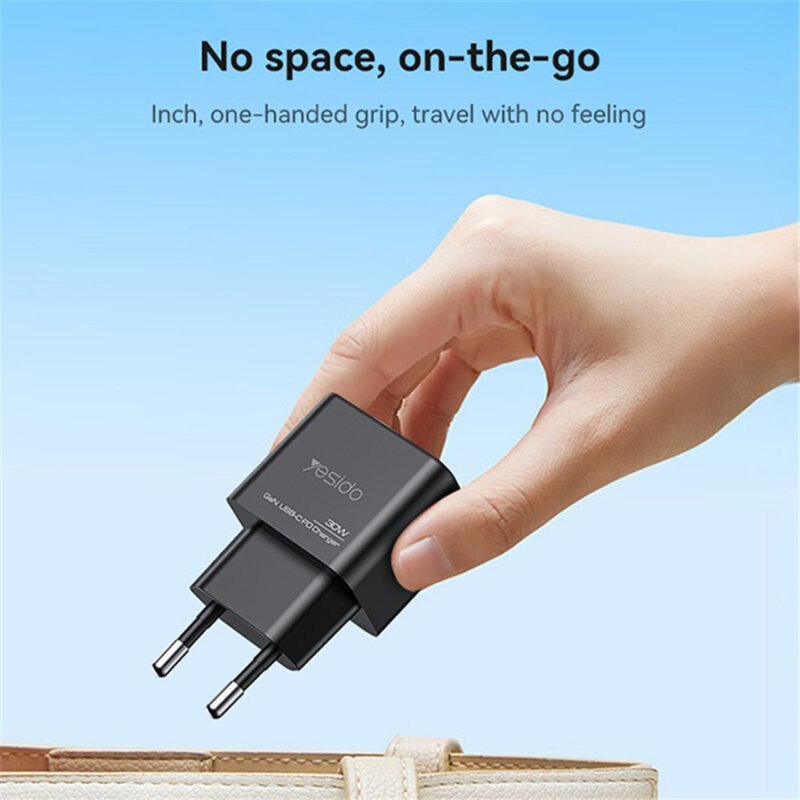 Incarcator priza Fast Charging Type-C + USB-A Yesido YC64, negru