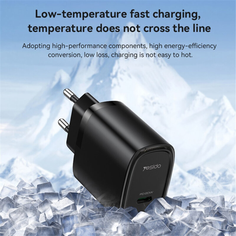 Incarcator priza USB-C compact PD20W Yesido YC57, alb