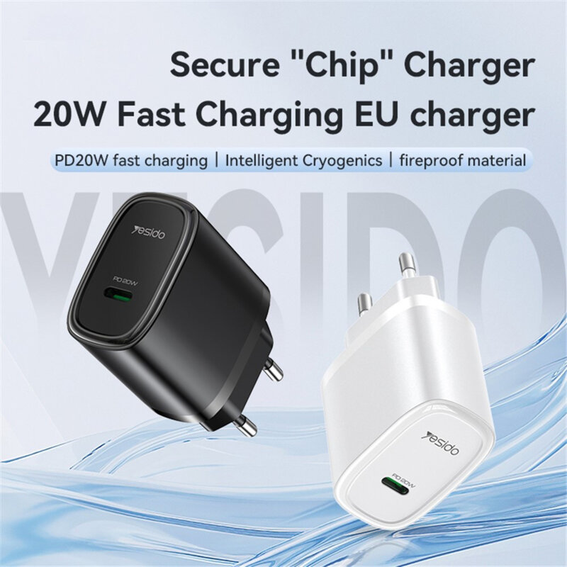 Incarcator priza USB-C compact PD20W Yesido YC57, alb