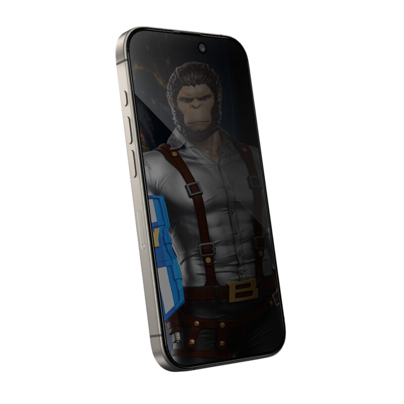 Folie iPhone 14 Pro Max cu aplicator Blueo Anti-Peep Privacy Glass, negru